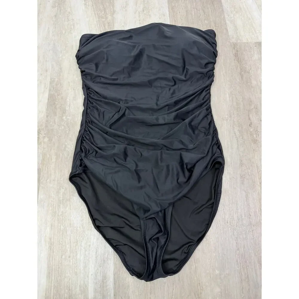 J.Crew Ruched Bandeau One Piece Swimsuit Black Size 14